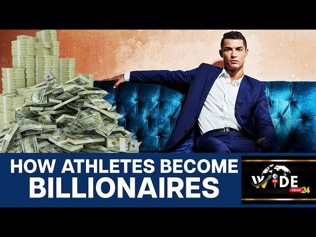 Cristiano Ronaldo celebrating on the pitch in his Al Nassr jersey, symbolizing his historic rise as football's first billionaire